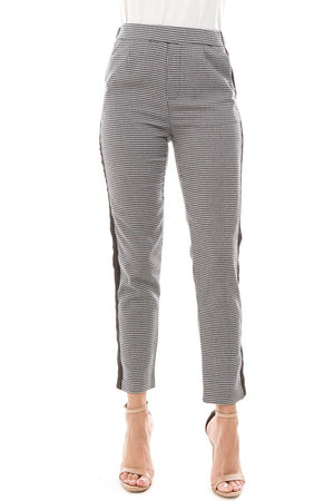 Houndstooth pant with stripe